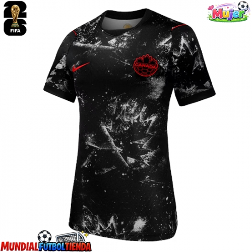 Camiseta Canadá Segunda Equipación Replica Mundial 2026 para mujer mangas cortas